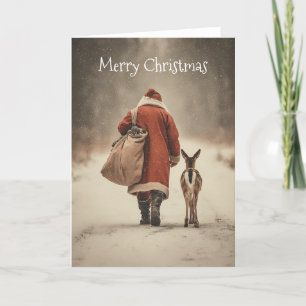 Kerstmans winterwoudreis feestdagen kaart