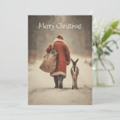 Kerstmans Winterwoudreis Feestdagenkaart (Staand voorkant)