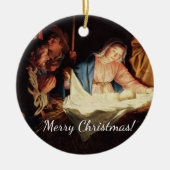 kerstmanscène keramisch ornament (Voorkant)