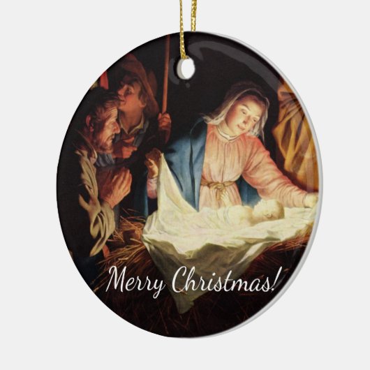 kerstmanscène keramisch ornament (Links)