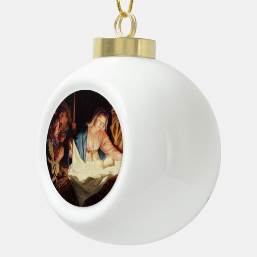 kerstmanscène keramische bal ornament (Rechts)