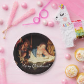 kerstmanscène papieren bordje (Feest)