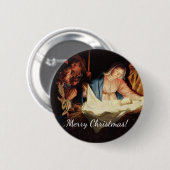 kerstmanscène ronde button 5,7 cm (Voorkant /achterkant)