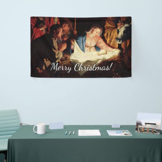 kerstmanscène spandoek (Beurs)