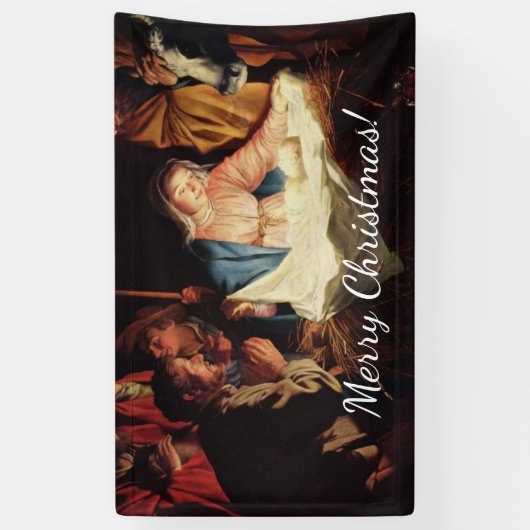 kerstmanscène spandoek (Verticaal)