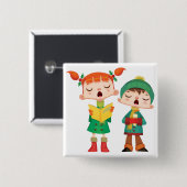 kerstmanschappen zingen vierkante button 5,1 cm (Voorkant /achterkant)