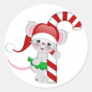 kerstmansnoepriet ronde sticker