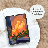 Kerstmantel Kaarsen Garland Feestdagenkaart