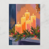 Kerstmantel Kaarsen Garland Feestdagenkaart (Voorkant)