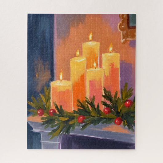Kerstmantel Kaarsen Slinger Legpuzzel (Verticaal)