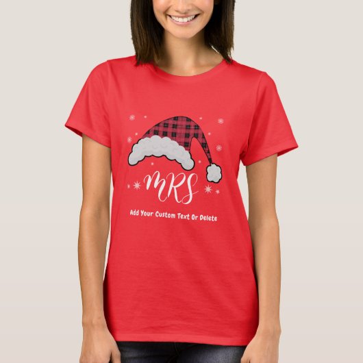 Kerstmanvrouw Kerstman Koppel Matchende Pyjama's T-shirt (Voorkant)