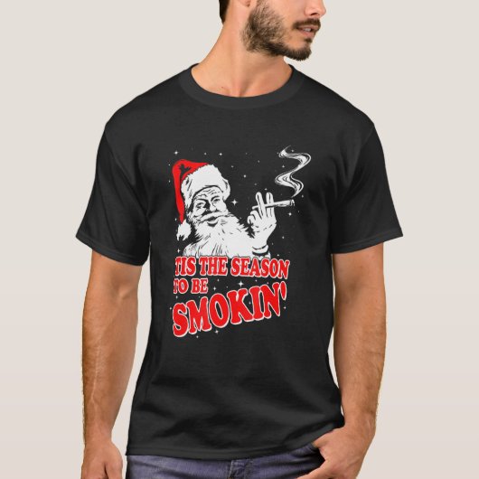 kerstmanwiet met rookwiel van de kerstmanne t-shirt (Voorkant)