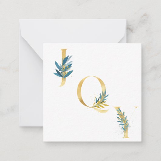 Kerstmarine Blue elegant chic "Joy", aangepast Notitiekaartje (Voorkant)