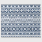 Kerstmarine Blue Holiday Knit Ugly Sweater Cadeaupapier (Vlak)