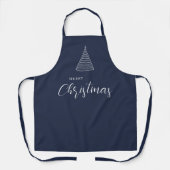 Kerstmarineblauwe keukenaccessoires schort (Voorkant)