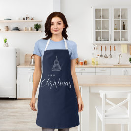 Kerstmarineblauwe keukenaccessoires schort