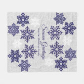 kerstmarinesblauw Snowflakes Fleece Deken (Voorkant (Horizontaal))