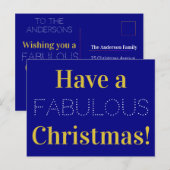 Kerstmarineserie Gold White - Tyopgrafie Feestdagenkaart (Voorkant / Achterkant)