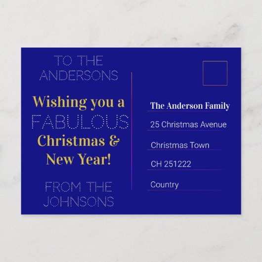 Kerstmarineserie Gold White - Tyopgrafie Feestdagenkaart (Achterkant)