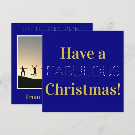 Kerstmarinesyny Gold White Tyopgrafie Foto Feestdagenkaart (Voorkant / Achterkant)