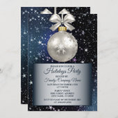 Kerstmarinier Blue White Ornament Shiny Stars Kaart (Voorkant / Achterkant)