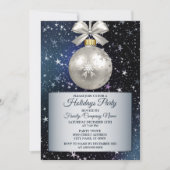 Kerstmarinier Blue White Ornament Shiny Stars Kaart (Voorkant)