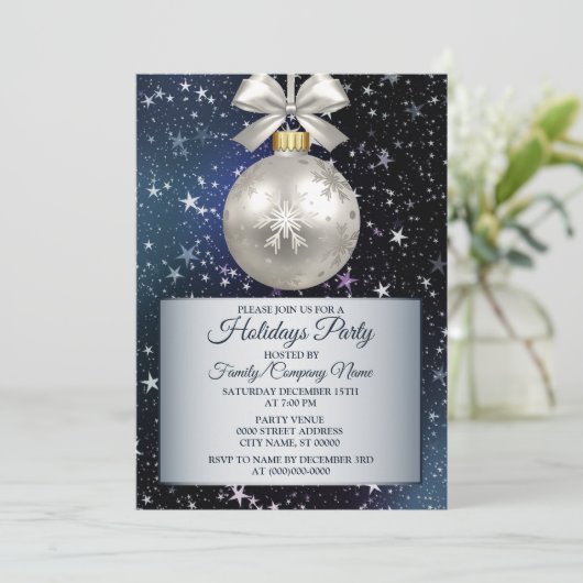 Kerstmarinier Blue White Ornament Shiny Stars Kaart (Staand voorkant)