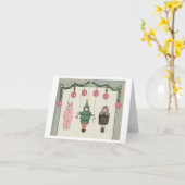 Kerstmarionetten Vouwkerstkaart Kaart (Gele Bloem)