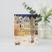 Kerstmarkt België Retrogeïnspireerde Waterverf Briefkaart (Staand voorkant)
