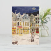 Kerstmarkt België Retrogeïnspireerde Waterverf Kaart (Staand voorkant)