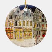 Kerstmarkt België Retrogeïnspireerde Waterverf Keramisch Ornament (Achterkant)