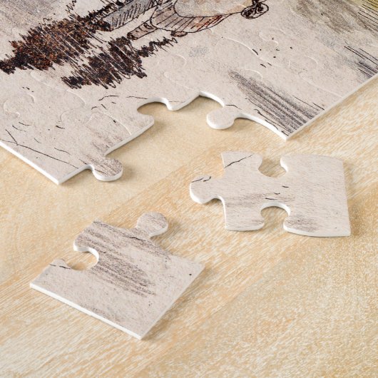 Kerstmarkt België Retrogeïnspireerde Waterverf Legpuzzel (Zijkant)