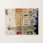 Kerstmarkt België Retrogeïnspireerde Waterverf Legpuzzel (Horizontaal)