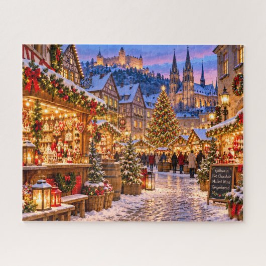 Kerstmarkt Dorp Legpuzzel (Horizontaal)