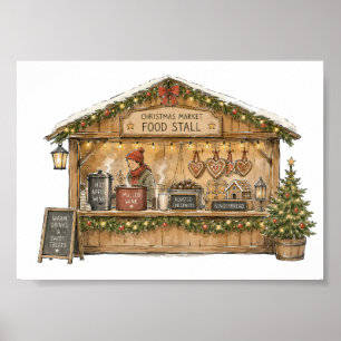 Kerstmarkt Eetkraam voor Feestelijke Etenliefhebbe Poster