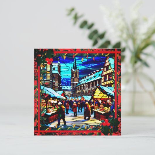 kerstmarkt feestdagenkaart (Staand voorkant)