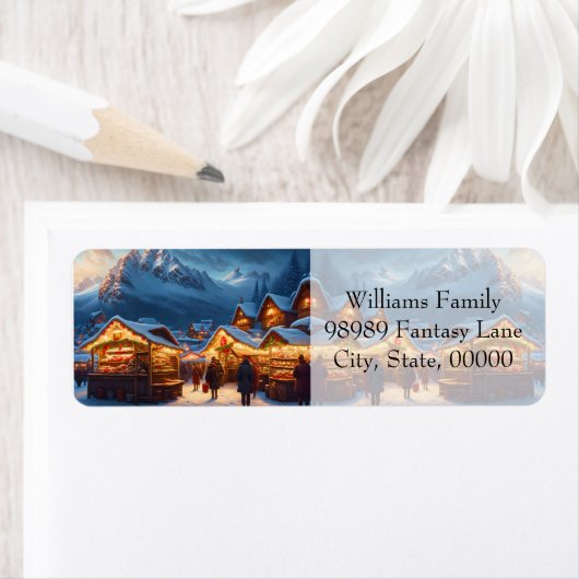 Kerstmarkt in de bergen - op maat etiket (Insitu)