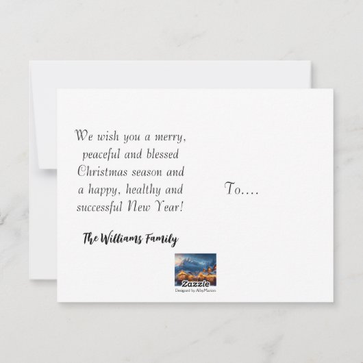 Kerstmarkt in de bergen - op maat feestdagenkaart (Achterkant)