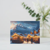 Kerstmarkt in de bergen - op maat feestdagenkaart (Staand voorkant)