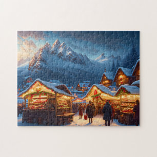 Kerstmarkt in de bergen - op maat legpuzzel