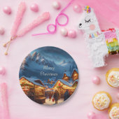 Kerstmarkt in de bergen - op maat papieren bordje (Feest)