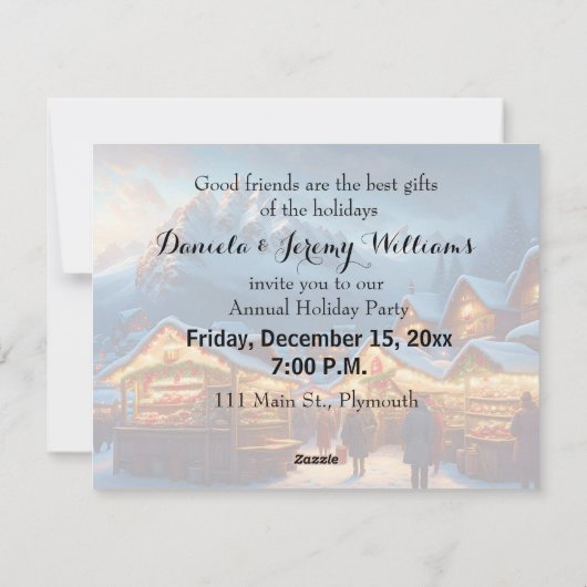 Kerstmarkt in de bergen - open huis feestdagenkaart (Achterkant)