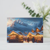Kerstmarkt in de bergen - open huis kaart (Staand voorkant)