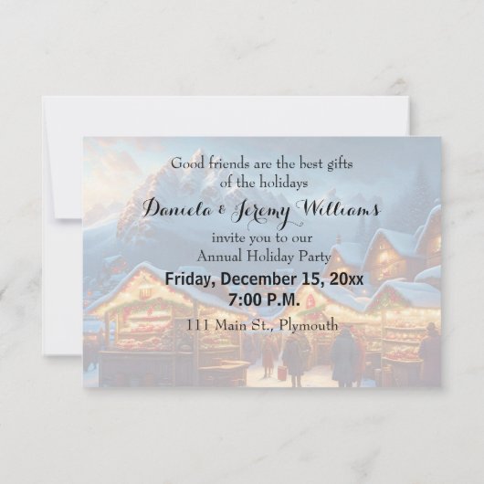 Kerstmarkt in de bergen - open huis kaart (Achterkant)