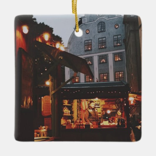 Kerstmarkt in Stockholm Keramisch Ornament (Voorkant)
