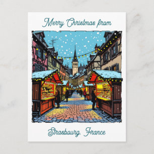 Kerstmarkt in Straatsburg, Frankrijk Briefkaart
