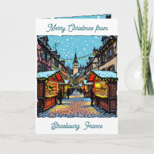 Kerstmarkt in Straatsburg, Frankrijk Gedicht Kaart