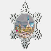 Kerstmarkt in Tallinn Estland Tin Sneeuwvlok Ornament (Rechts)
