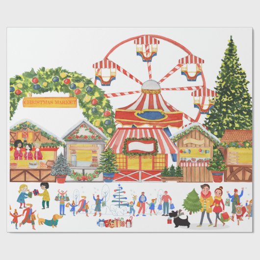 Kerstmarkt inpakpapier (Vlak)