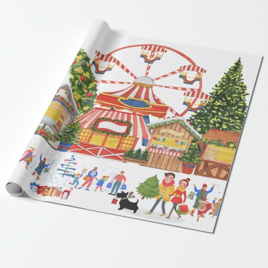 Kerstmarkt inpakpapier (Uitgerold)